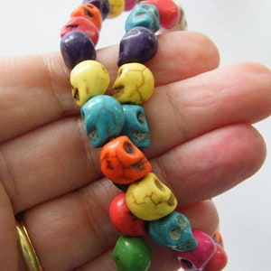 38 Mixed colours skull beads 10 x 8mm SK6 image 1