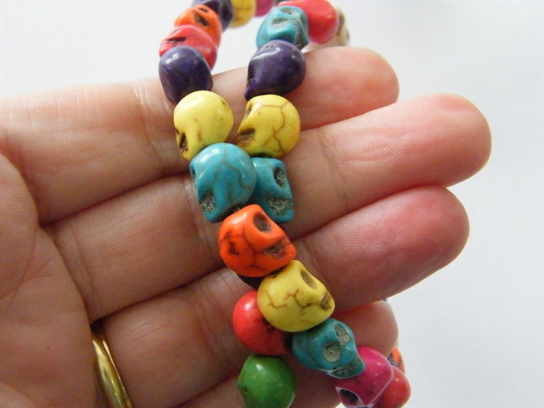 38 Mixed colours skull beads 10 x 8mm SK6 image 1