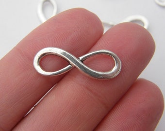 BULK 50 Infinity charms or connectors  antique silver tone I1 - SALE 50% OFF