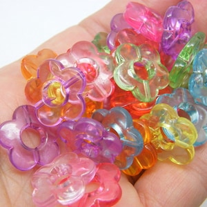 50 blompärlramar transparenta slumpmässigt blandade akrylfärger BB572
