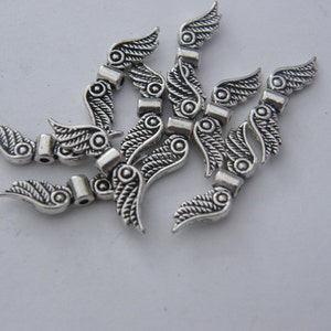 12 Angel wing spacer beads antique silver tone AW41 image 3