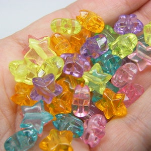 100 Star beads random mixed transparent acrylic BB690 - SALE 50% OFF