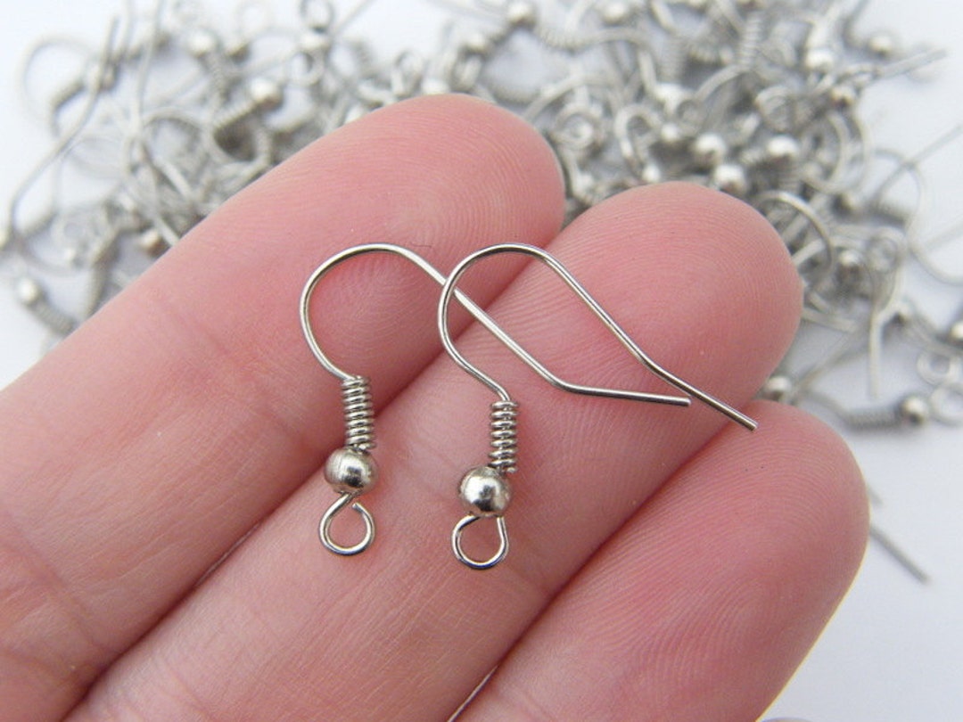 BULK 200 Earring Hooks 18 X 19mm With Ball and Wire in a Silver