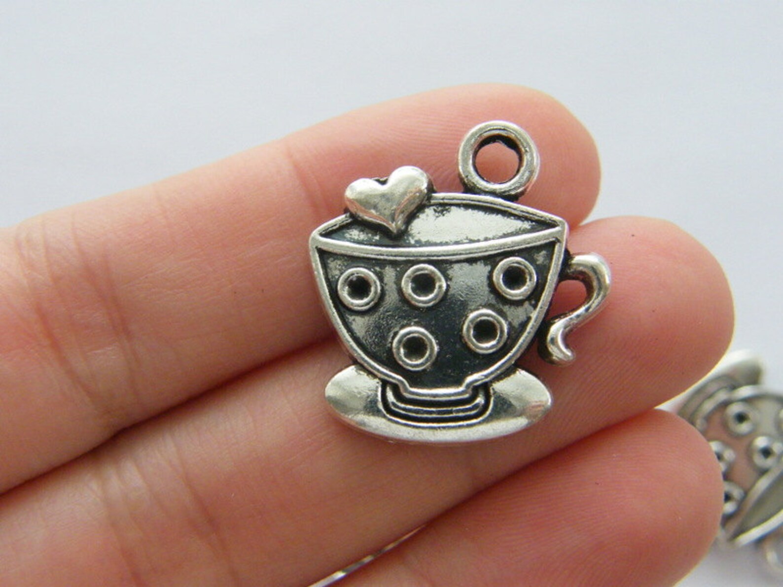 BULK 30 Cup and Saucer Teacup Charms Antique Silver Tone FD350 Etsy