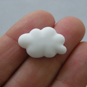 10 Cloud embellishments white resin S225