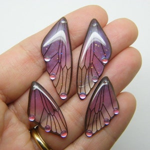 4 Butterfly insect wing set charms resin A1279