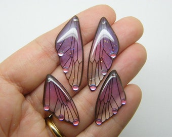 4 Butterfly insect wing set charms resin A1279