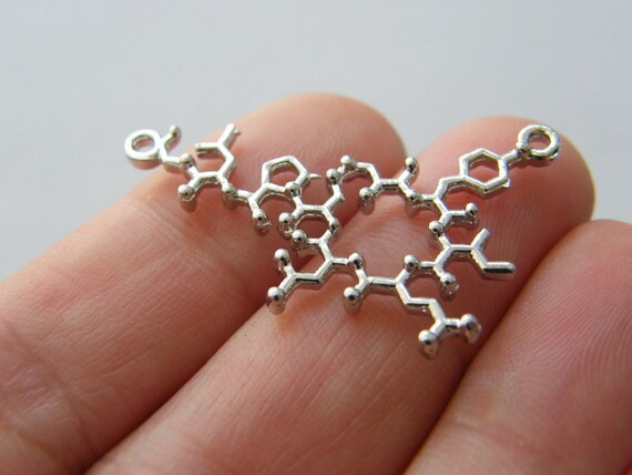 6 Caffeine connector charms silver tone MD63