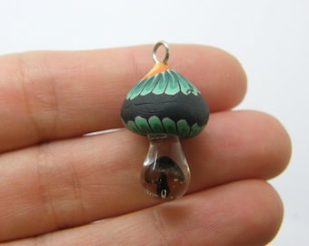 1 Mushroom pendant clay glass  L80