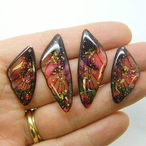 4 Butterfly insect wing set charms resin A207