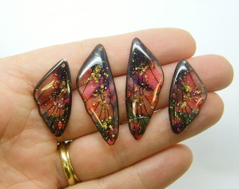 4 Butterfly insect wing set charms resin A207