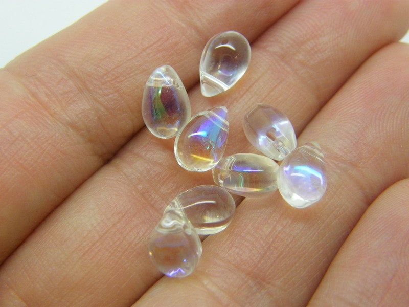 Mystic Glass Beads, Rainbow Mermaid Iridescent Round Beads, 6mm