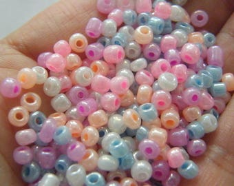 400 perles de rocaille en verre pastel 4 mm