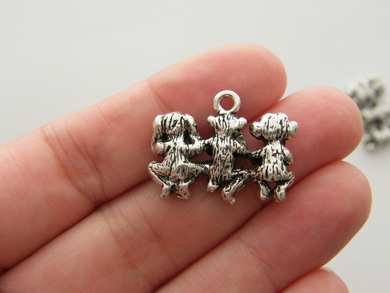 BULK 10 Monkey charms antique silver tone A206