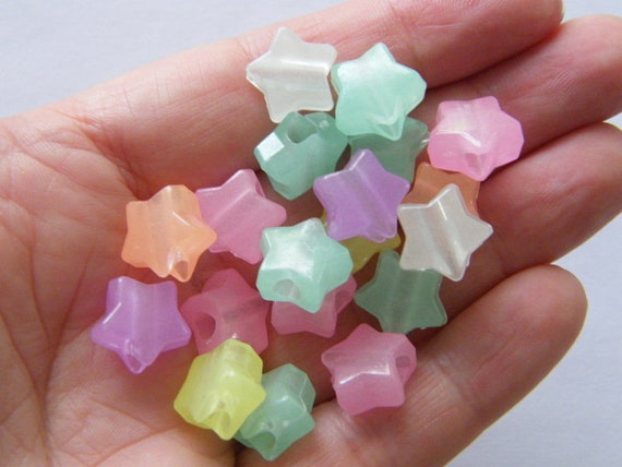 50 Glow in the Dark Star Beads Random Mixed Acrylic BB403 SALE 50% OFF 