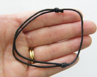 BULK 50 Waxed cord knot black bracelet 19  - SALE 50% OFF