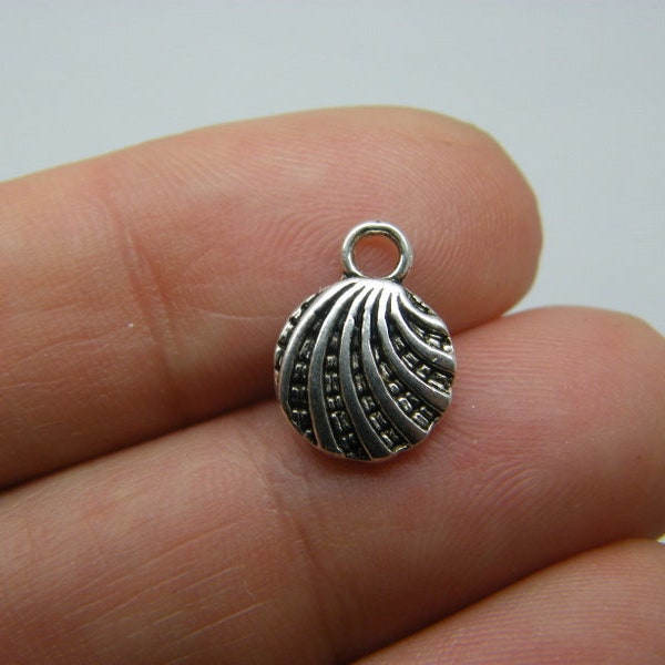 16 Shell charms antique silver tone FF7