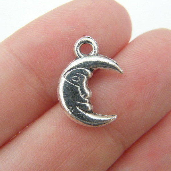 12 Moon charms antique silver tone M1
