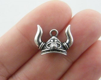 BULK 10 Viking helmet charms antique silver tone SW33