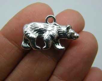 8 Bear charms antique silver tone A1178