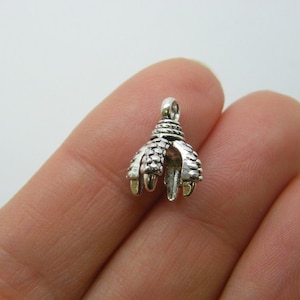 12 Dragon claw charms antique silver tone A166