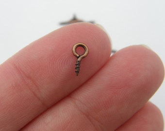 100 vis oeil bélières 8 x 4mm ton cuivre FS33