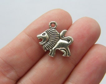 BULK 30 Lion charms antique silver tone A15