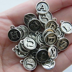 26 Letter whole alphabet charms antique silver tone DS