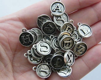 26 lettera charms intero alfabeto antico tono argento DS