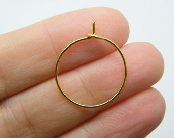 24 Wine glass charm hoops 24 x 20mm gold plated FS236