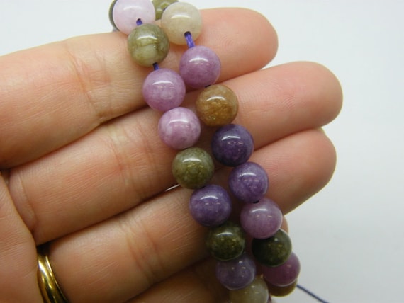 48 Beads dyed jade 8mm purple pink brown B270 48 Beads dyed jade 8mm purple pink brown B270
