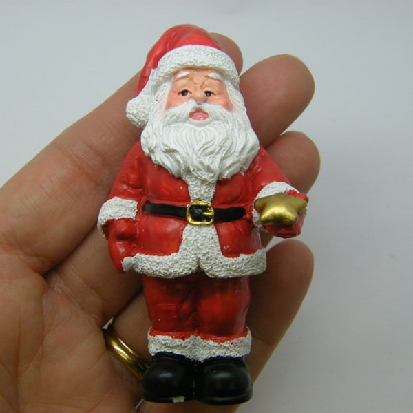 1 Santa father Christmas miniature dollhouse red white resin CT343