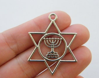 8 Star of David pendants silver tone R109