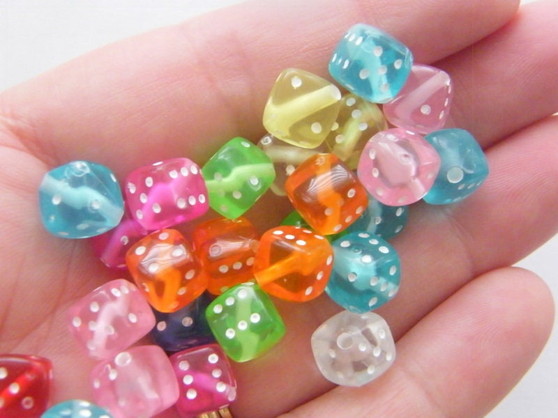 100 Acrylic Random Mixed Dice Beads AB17 Etsy