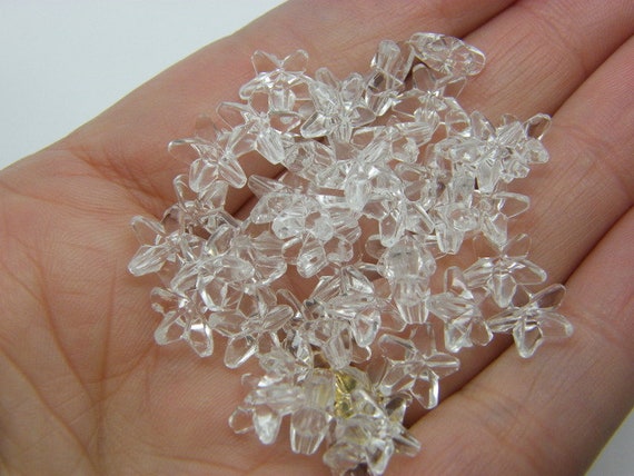 120 Star beads clear acrylic AB667 - SALE 50% OFF