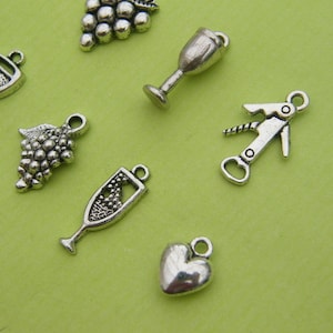 The Love Wine Charms Collection 7 different antique silver tone charms image 4