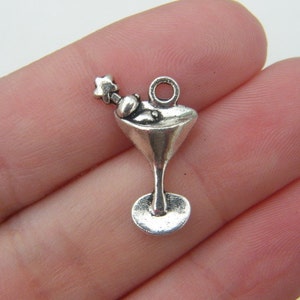 BULK 50 Martini charms antique silver tone FD34 image 1