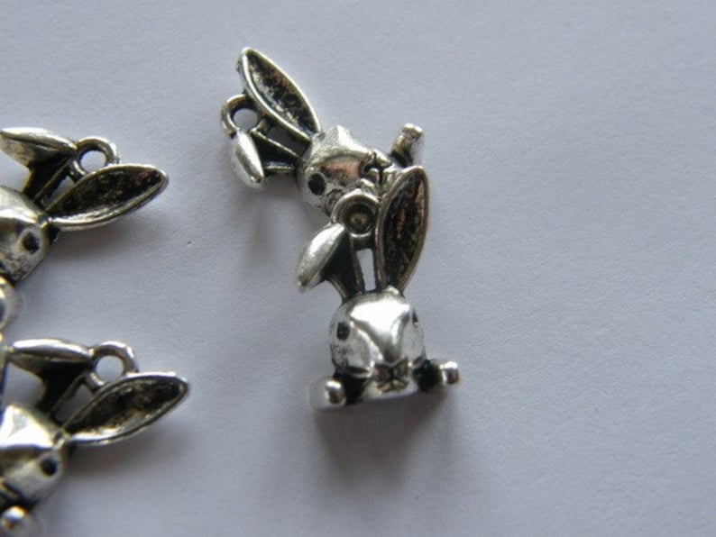 BULK 50 Rabbit charms tibetan silver A243