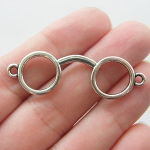 4 Glasses connector charms antique silver tone P253