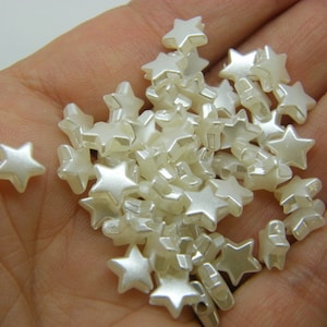 200 Sternen Perlen silberfarben Pearl Acryl AB830