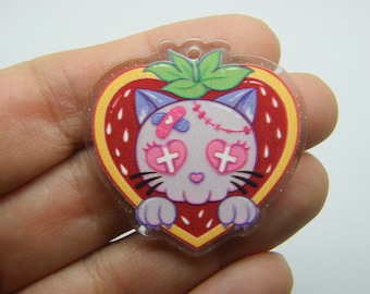 4 Cat strawberry pendants acrylic A810