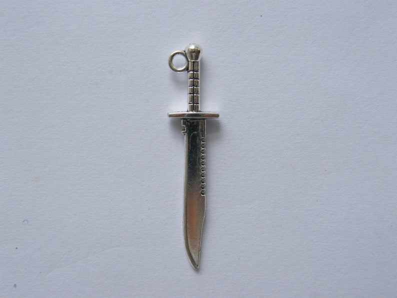 6 Knife Charms Antique Silver Tone SW52 Etsy
