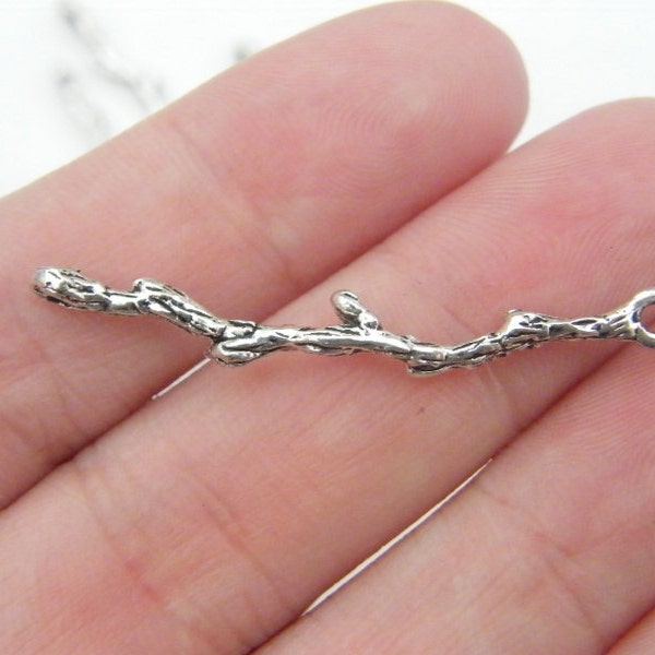 6 Branch connector charms antique silver tone L74