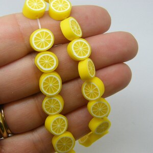 38 Lemon beads yellow white polymer clay B242