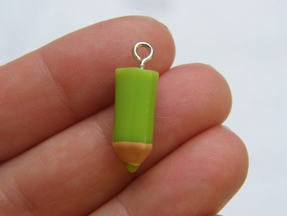 BULK 20 Green pencil charms resin PT156