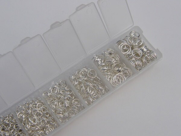 1 Box Assorted Jump Rings 3 to 8mm Silver Plated 1500 Pieces | Etsy