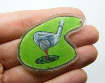 4 Golf club pendant  green acrylic SP55