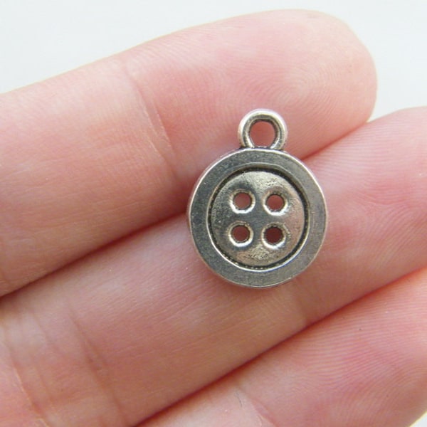 8 Button charms antique silver tone P518