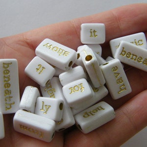 50 Word beads white gold random acrylic