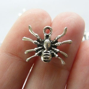 10 Spider charms antique silver tone HC123 image 1